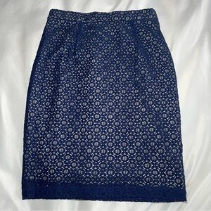 Styled by Joe Zee Navy Lace Aline Pencil Knee Length Skirt Women 4 QVC Underslip